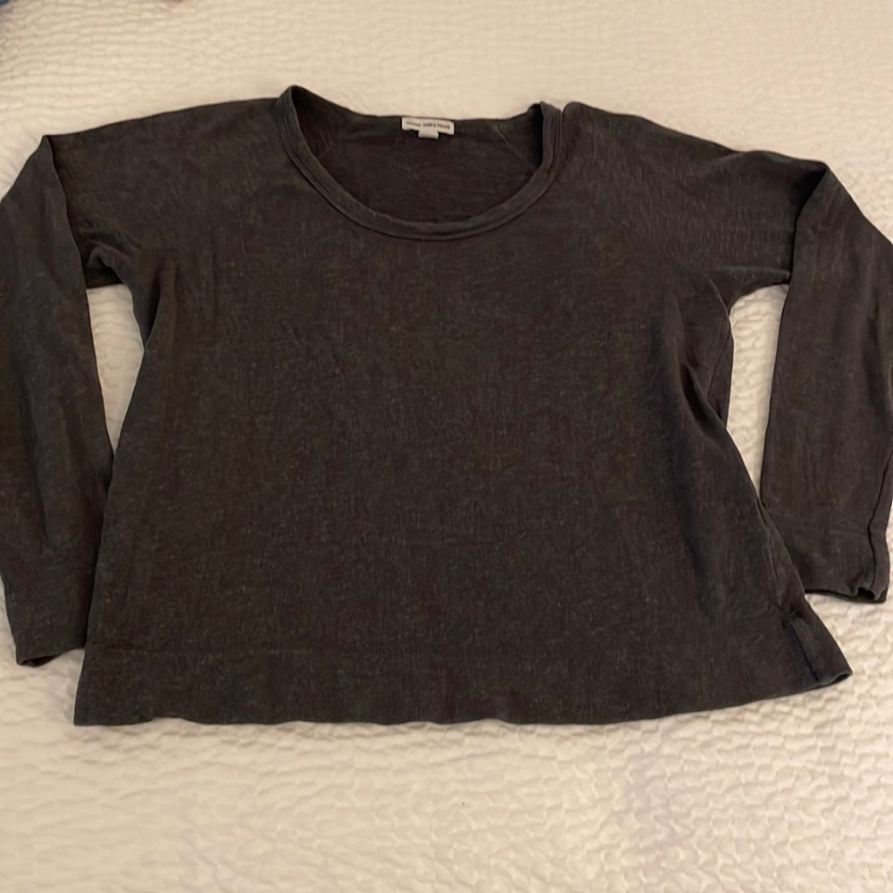 Standard James Perse Shirt Women Size 3, Dark Gray Long Sleeve Classic Cozy